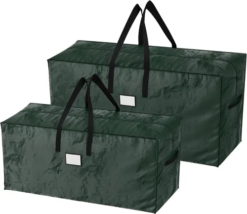 Paquete de 2 bolsas de almacenamiento para árbol de Navidad - Bolsas impermeables para árboles artificiales desarmados de 17 pies, guirnaldas y