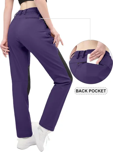 Miniatura 2 de MAGCOMSEN Pantalones de senderismo con forro polar para mujer, impermeables, aislados, para nieve, esquí, invierno, caza, softshell