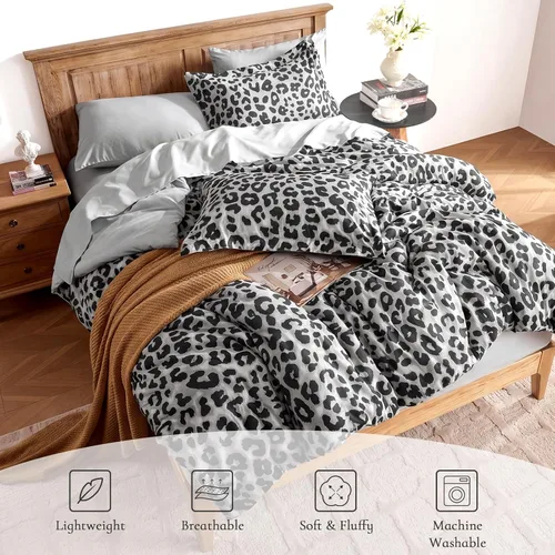 Miniatura 5 de Wajade Juego de edredón de 7 piezas con estampado de guepardo para niñas y niños, juego de ropa de cama en una bolsa para hombres y mujeres