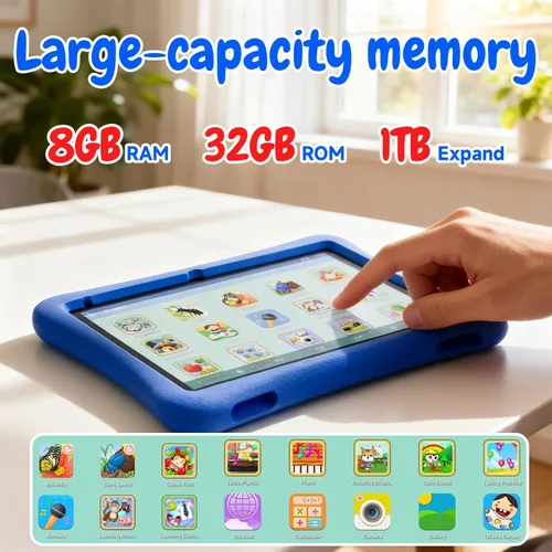 Miniatura 3 de ZZB Tableta para niños de 10 pulgadas, Android 15.0, 8 GB (3+5 extendidos) RAM 32 GB ROM (expandible a 1 TB) Cámara dual de 6000 mAh precargada