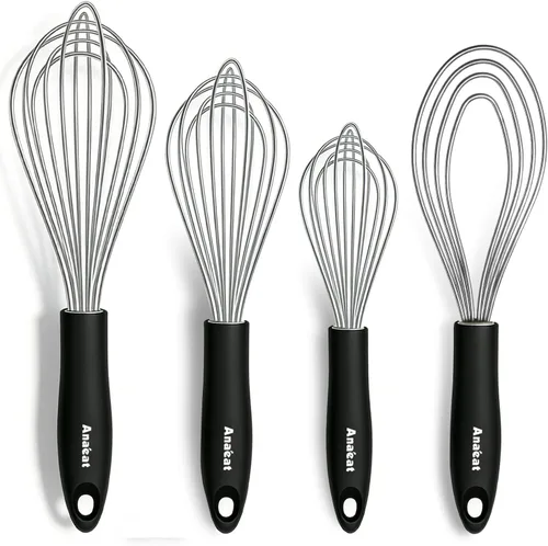 Miniatura 18 de Anaeat Mini batidores de alambre, juego de 2 batidores portátiles de acero inoxidable para cocina y batidor de huevos con alambre grueso, globo 2