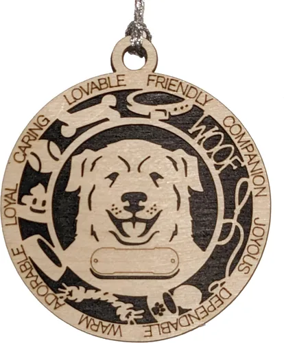 Miniatura 18 de Adorno de Navidad personalizado de madera para perro de 3 pulgadas, nombre y texto personalizables, hecho a mano en Estados Unidos, diseño de corte