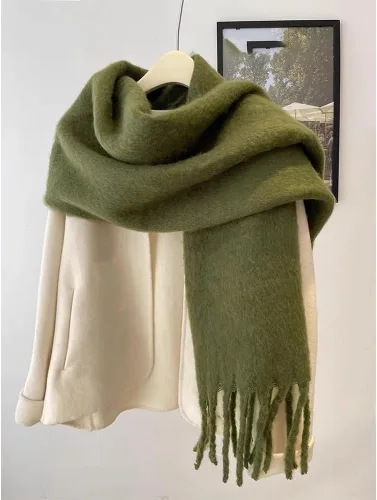 Miniatura 9 de Bufanda grande y gruesa de gran tamaño, esponjosas, de lana grande, gruesa, cálida para invierno