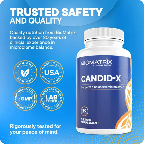 Miniatura 6 de BioMatrix Candida Cleanse, suplemento de salud intestinal con berberina, orégano, caprilato de sodio, manzanilla, jengibre, PAU D'arco Candid-X