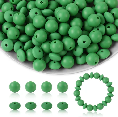 Miniatura 9 de 100 cuentas de silicona de 0.472 pulgadas para llavero, bolígrafo, collar, pulsera, manualidades, goma focal suelta a granel (rosa)