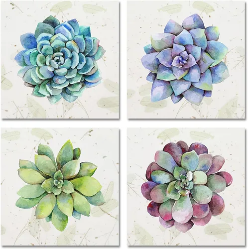 Lienzo decorativo para pared, diseño de suculentas, plantas de cactus en acuarela, pósteres botánicos, cuadros florales, decoración de pared, 12 x