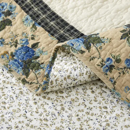 Miniatura 6 de L'IRISDOM Juego de ropa de cama Queen 100% algodón, colcha de retazos bohemios, colcha acolchada para todas las estaciones