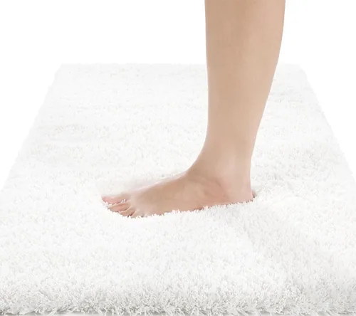 Miniatura 88 de Yimobra Alfombra de baño de felpa esponjosa, súper lanuda suave, cómoda, antideslizante, absorbente de agua, alfombra de baño de microfibra que se