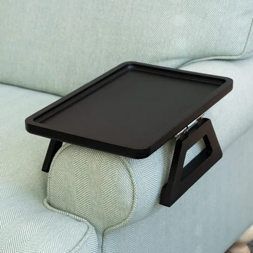 Miniatura 10 de Shamrock Home Mesa Bandeja de Bambú para Brazo de Sofá, Mesa Bandeja con Clip para Sofás. Bandeja de Brazo de Sofá para Cenas de TV, Controles