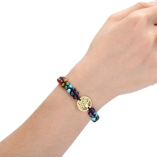Miniatura 3 de PESOENTH 7 pulseras de cristal curativo para mujer, piedras preciosas naturales, yoga, reiki, chakras, piedras de ansiedad, árbol de la vida
