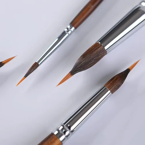 Miniatura 3 de Fuumuui - Pinceles de acuarela profesionales, 4 pinceles de punta de aguja extendida, pincel sintético extra largo con cuerpo de sable para detalles