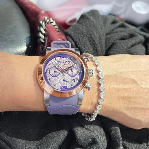 Miniatura 6 de MULCO Watch for Women, M10 Namaste - Analog Quartz, Stainless Steel, Pearl Finishing Dial with Rose Gold Accents and Silicone Band