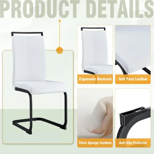 Miniatura 6 de Juego de mesa de comedor de 71 pulgadas para 6, moderno juego de mesa de comedor para 6, mesa de comedor de mármol con 6 sillas de comedor de piel