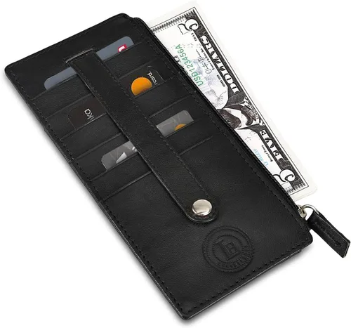 Miniatura 7 de Leatherboss - Funda para tarjetas todo en uno, cartera delgada con correa de protección para tarjetas, Negro -, Cartera con tarjetero