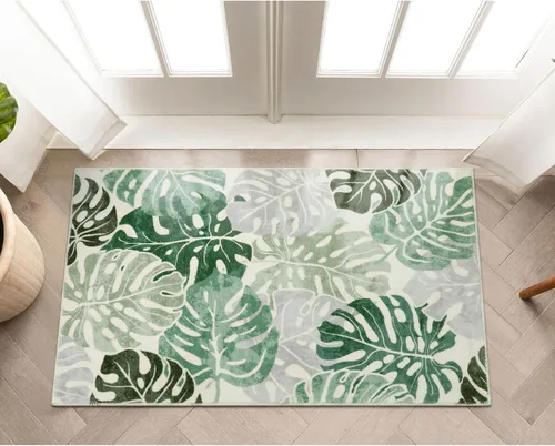 Miniatura 24 de Wonnitar Leaf - Alfombra de cocina de 2x3 pies, alfombra azul pequeña para baño, alfombra decorativa lavable para mesita de noche, planta