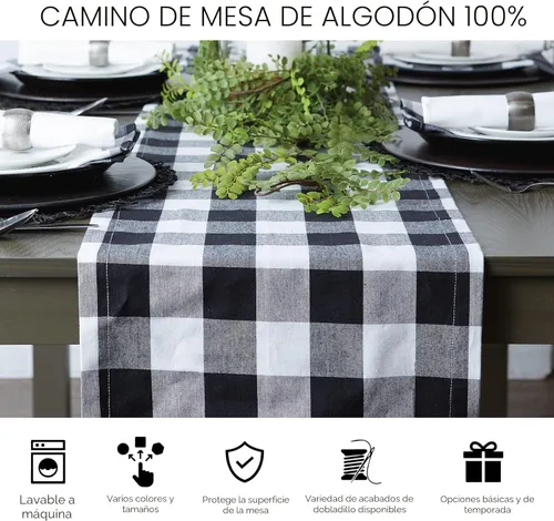 Miniatura 9 de DII Farmhouse - Camino de mesa trenzado a rayas, 15 x 72, piedra