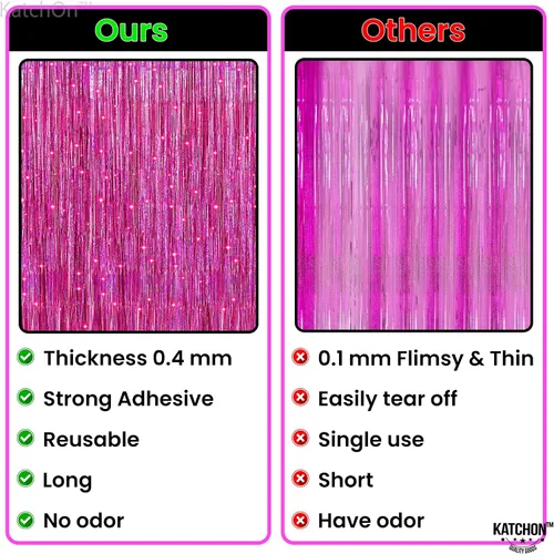 Miniatura 5 de KatchOn, Telón de fondo rosa iridiscente para decoraciones de fiesta rosa, extragrande, paquete de 2 Decoraciones del día de San Valentín