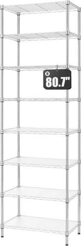 Miniatura 10 de Finnhomy Estantería de alambre de 8 niveles Estantería de alambre de acero ajustable Estante de almacenamiento de 8 estantes de acero o dos