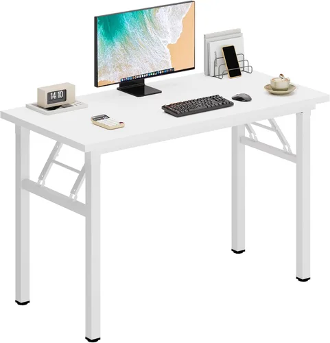 Miniatura 10 de DlandHome - Mesa plegable para computadora de 47 pulgadas, escritorio portátil, mesa de actividades, mesa de conferencias, escritorio de oficina