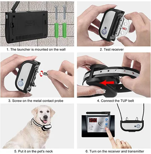 Miniatura 7 de Valla inalámbrica para perros, sistema de contención eléctrico seguro para mascotas, rango de radio ajustable de hasta 990 pies, contenedor