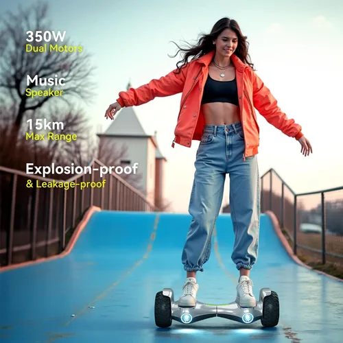Miniatura 2 de Patinete todoterreno CBD de 8.5 pulgadas con LED Corlorful y altavoz de música, motor dual sin escobillas de 350 W de hasta 10 Mph para adultos Tono
