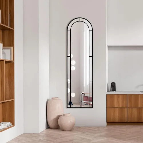 Miniatura 6 de Muzilife Espejo arqueado de longitud completa para ventana, espejo de cuerpo de ventana de 16 x 56 pulgadas con marco de metal, montado en la pared