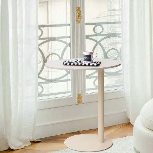 Miniatura 4 de Mesa auxiliar de sofá con parte superior de mármol, base de hierro robusta con elegante diseño redondo para sala de estar y dormitorio, fácil