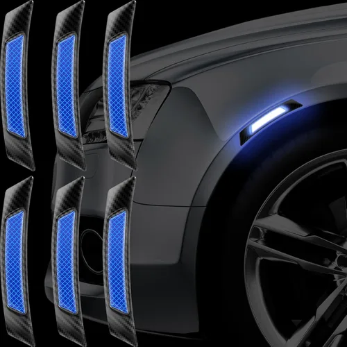 6 Piezas Calcomanías Reflectantes de Fibra de Carbono para Marcador Lateral de Automóvil, Accesorios Exteriores Automotrices, Protector Reflector de