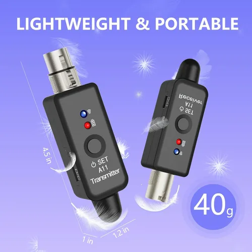 Miniatura 8 de Transmisor y receptor XLR inalámbrico A11 2.4GHz, sistema de micrófono inalámbrico para micrófonos dinámicos, mezclador de audio, sistema de PA