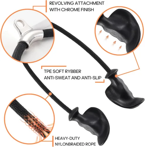 Miniatura 2 de Cuerda de tríceps con asas ergonómicas, cuerda de tríceps para sistema de poleas de máquina de cable, accesorios de gimnasio en casa Rojo