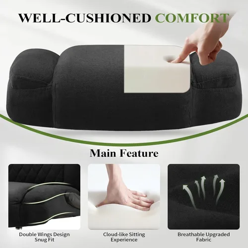 Miniatura 8 de Silla de dibujo alta para escritorio de pie, silla de escritorio alta ergonómica con anillo de pie ajustable, reposabrazos abatibles, soporte Negro