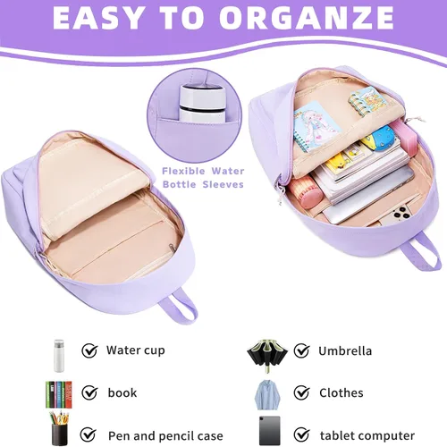 Miniatura 67 de LOIDOU Mochila para adolescentes y niñas, mochila escolar con lonchera y estuche para lápices, juego de bolsas escolares 3 en 1