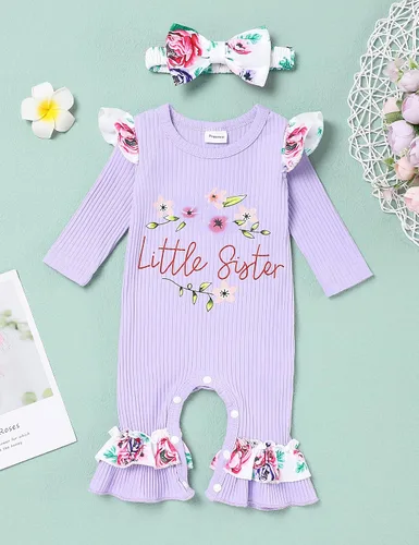 Miniatura 4 de Mono de manga larga con estampado floral para bebé o niña