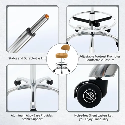 Miniatura 6 de FIRAVOE Sillas giratorias para escritorios (altura ajustable de 20"-27") (cómoda silla de salón) silla de tocador de maquillaje con capacidad de 300