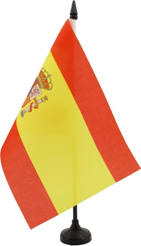 Miniatura 202 de United Kingdon Coat of arms Table Flag 5'' x 8'' - UK - British - England Desk Flag 21 x 14 cm - Black plastic stick and base - AZ FLAG Escudo