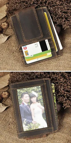 Miniatura 7 de Le'aokuu - Funda para tarjetas de crédito con imán y clip de piel auténtica