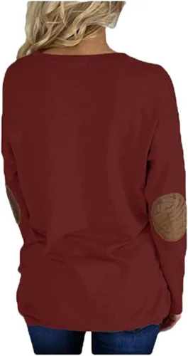 Miniatura 3 de Pink Queen - Blusa suelta de mujer con cuello redondo, camiseta de manga murciélago con parches