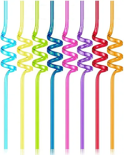 Miniatura 6 de 10 pajitas de plástico reutilizables en espiral, pajitas largas para tarros de masón, tazas, regalos de fiesta, colores mixtos (paquete de 2)