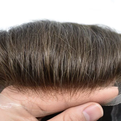 Miniatura 3 de Pieza de pelo Toupee para hombres Sistema de cabello real Sistema de encaje francés para hombre Toupee Sistema de reemplazo de pelo Protesis Capilar