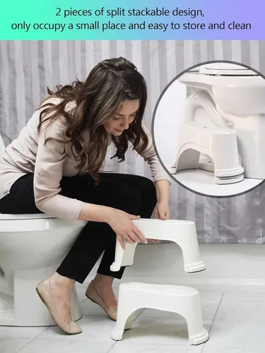 Miniatura 4 de EVRON Taburete de inodoro de 7 pulgadas para adultos, reposapiés movibles separados divididos de dos piezas con posicionamiento flexible, diseño
