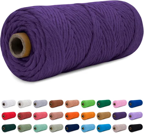 Miniatura 24 de CAMAL Cordón de macramé de 0.157 in x 109 yardas (328.1 ft), cuerda de algodón de color para tejer, manualidades, colgar en la pared, proyectos