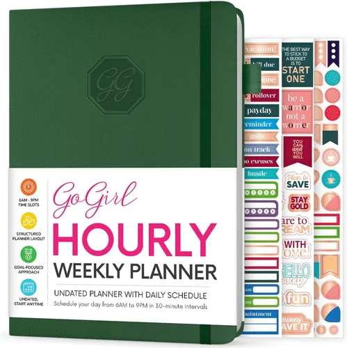 Miniatura 11 de GoGirl Planificador de Horario Semanal – Planificador de trabajo y vida por horas con franjas horarias – Organizador de agenda vertical para Rosa