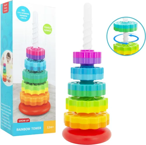 Miniatura 7 de BYFWH Juguete apilable para bebés, juguetes apilables de primera calidad para niños, juguete apilable giratorio para bebés y niños pequeños, juguete