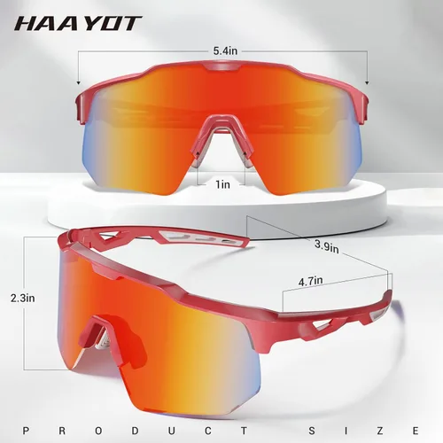 Miniatura 8 de HAAYOT Gafas de sol deportivas polarizadas para hombres y mujeres, jóvenes, béisbol, ciclismo, correr, softbol, ciclismo, 5 lentes Naranja bermellón