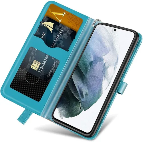 Miniatura 3 de Funda para Samsung Galaxy S22, funda tipo cartera para Samsung S22, piel sintética de alta calidad, con soporte para tarjetas, ranuras para muñecas