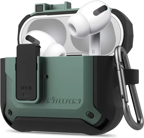 Miniatura 10 de Nillkin AirPods Pro - Funda protectora de cuerpo completo con llavero de metal, a prueba de golpes, para AirPods Pro 2019, color negro