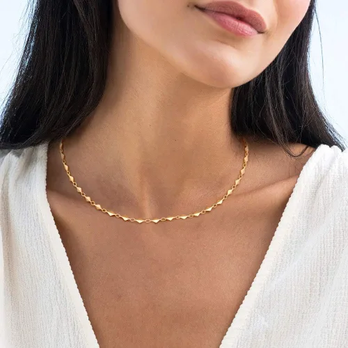 Miniatura 6 de Gargantilla de oro de 18 quilates, joyería delicada para mujeres de 16 pulgadas, con dije, cadena de eslabones