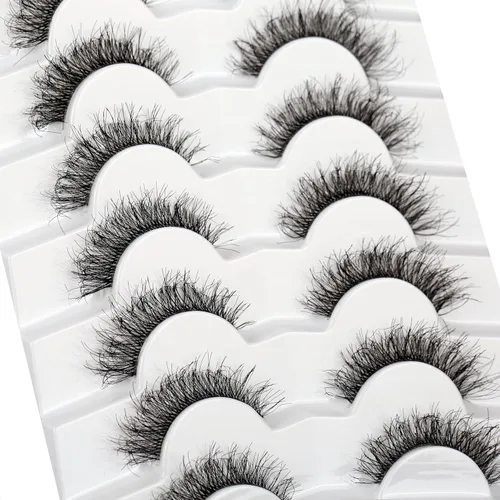 Miniatura 5 de Pooplunch Pestañas postizas con aspecto de ojo de gato look natural, pestañas cortas finas, extensión cruzada 8D volumen, pestañas postizas de visón
