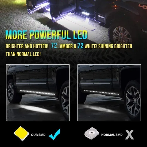 Miniatura 8 de SOCAL-LED LIGHTING Tira de luz LED para estribo de camión DRL, patada lateral conmutada de 60" (150cm) 12V, luces de giro intermitentes secuenciales
