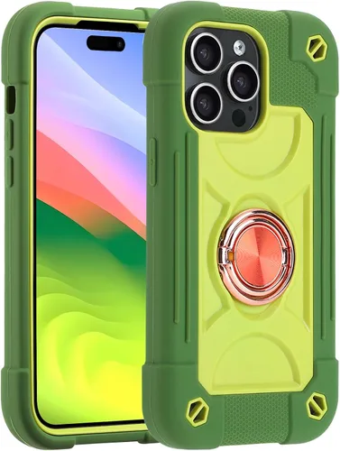 Miniatura 99 de MARKILL Funda compatible con iPhone 15 de 6.1 pulgadas con soporte integrado, [grado militar resistente de cuerpo completo] protección contra Rosa